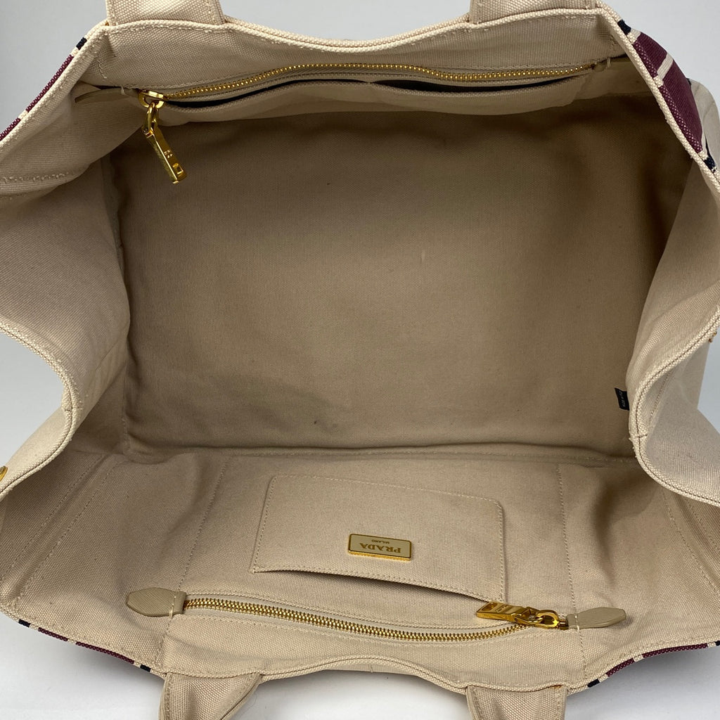 プラダ カナパ トート 手提げ 肩掛け トートバッグ キャンバス ベージュ レディース 【中古】 brbag