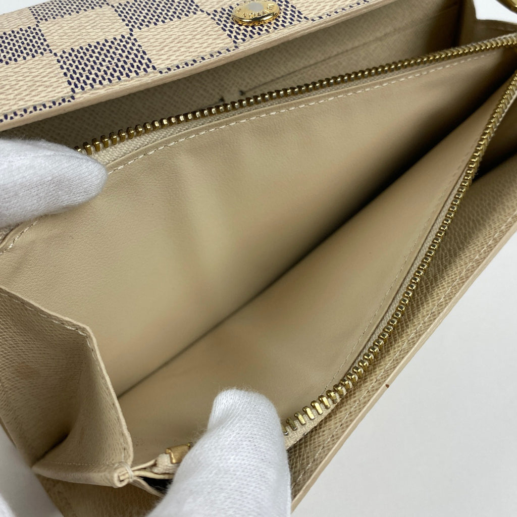 ルイ・ヴィトン ポルトフォイユ サラ 札入れ 小銭入れ 長財布 ダミエアズール ホワイト N61735 レディース 【中古】 brbag