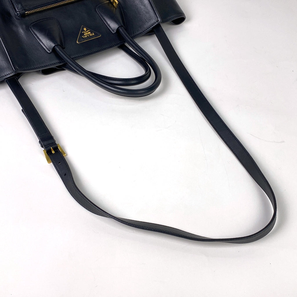プラダ ロゴプレートハンドバッグ 2WAY ショルダーバッグ ショッピング ハンドバッグ レザー ネロ(ブラック) BN2626 レディース 【中古】brbag