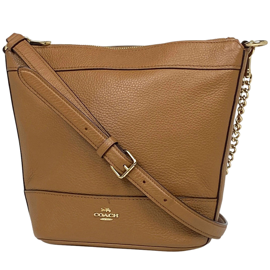 コーチ ロゴ チェーン ショルダーバッグ レザー ブラウン F76668 レディース 【中古】brbag