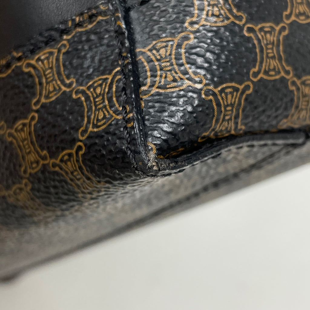 セリーヌ マカダム柄 ハンドバッグ 手提げ ハンドバッグ コーティングキャンバス ブラック レディース 【中古】brbag