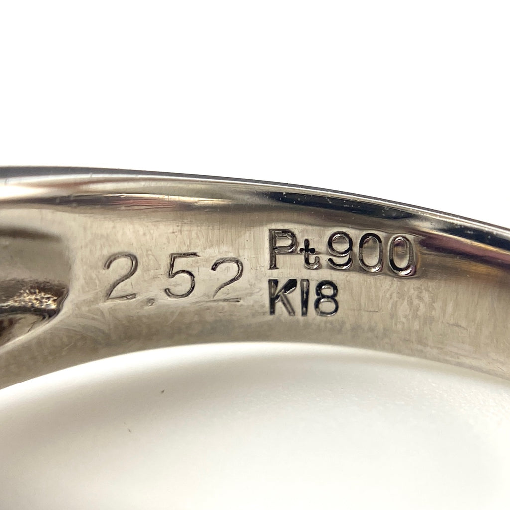 ピンクトルマリン デザインリング プラチナ メレダイヤ 指輪 リング 11号 Pt900 K18 ダイヤモンド レディース 【中古】nbjwl