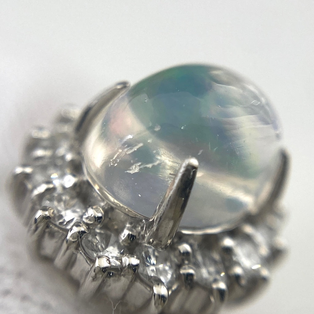 オパール デザインリング プラチナ 指輪 メレダイヤ リング 7号 Pt900 オパール ダイヤモンド レディース 【中古】nbjwl