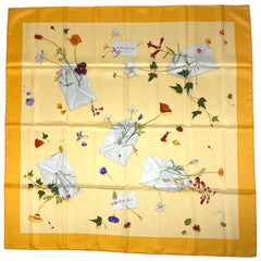 エルメス カレ90 Des fleurs pour le dire 花の手紙 スカーフ シルク イエロー マルチカラー レディース 【中古】brbag