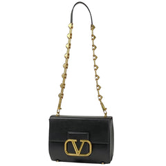 【在庫一掃】 ヴァレンティノ・ガラヴァーニ スタッズサイン ショルダーバッグ ロゴ ショルダーバッグ レザー ブラック レディース 【中古】 brbag