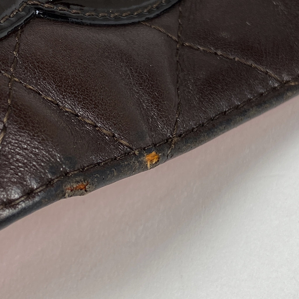 シャネル カンボンライン 二つ折り 長財布 ココマーク 長財布 レザー ブラウン オレンジ レディース 【中古】 brbag