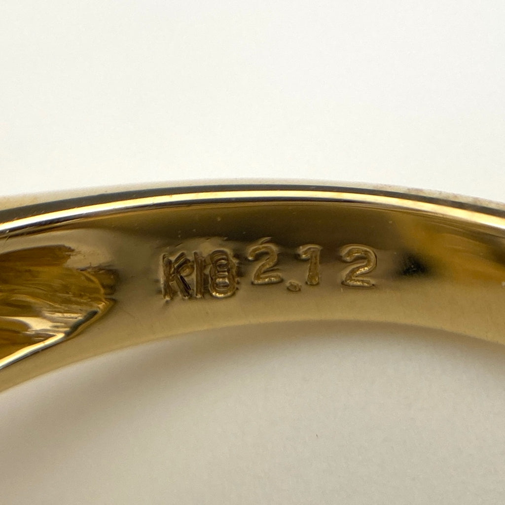 フラワーモチーフ デザインリング YG イエローゴールド 指輪 メレダイヤ 花 リング 12号 K18 サファイア ダイヤモンド レディース 【中古】nbjwl