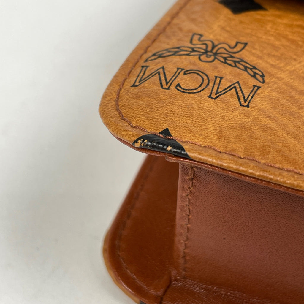 エム・シー・エム ロゴグラム ハンドバッグ 2WAY チェーン ショルダーバッグ ハンドバッグ レザー ブラウン レディース 【中古】brbag