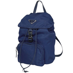 【在庫一掃】 プラダ ロゴプレート リュックサック デイパック ミニリュック リュック ナイロン ブルー BZ0025 レディース 【中古】 brbag