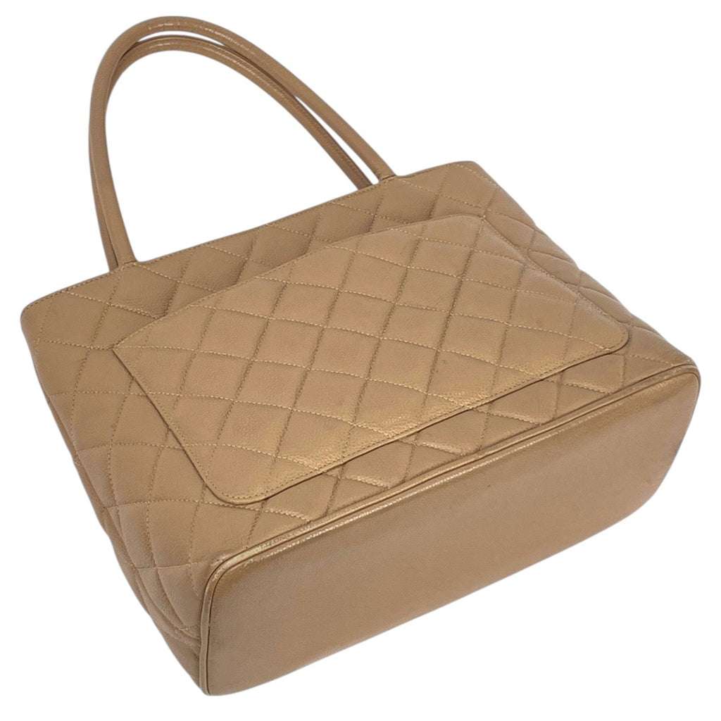 シャネル 復刻トート ハンドバッグ ココマーク トートバッグ キャビアスキン ベージュ A01804 レディース 【中古】 brbag