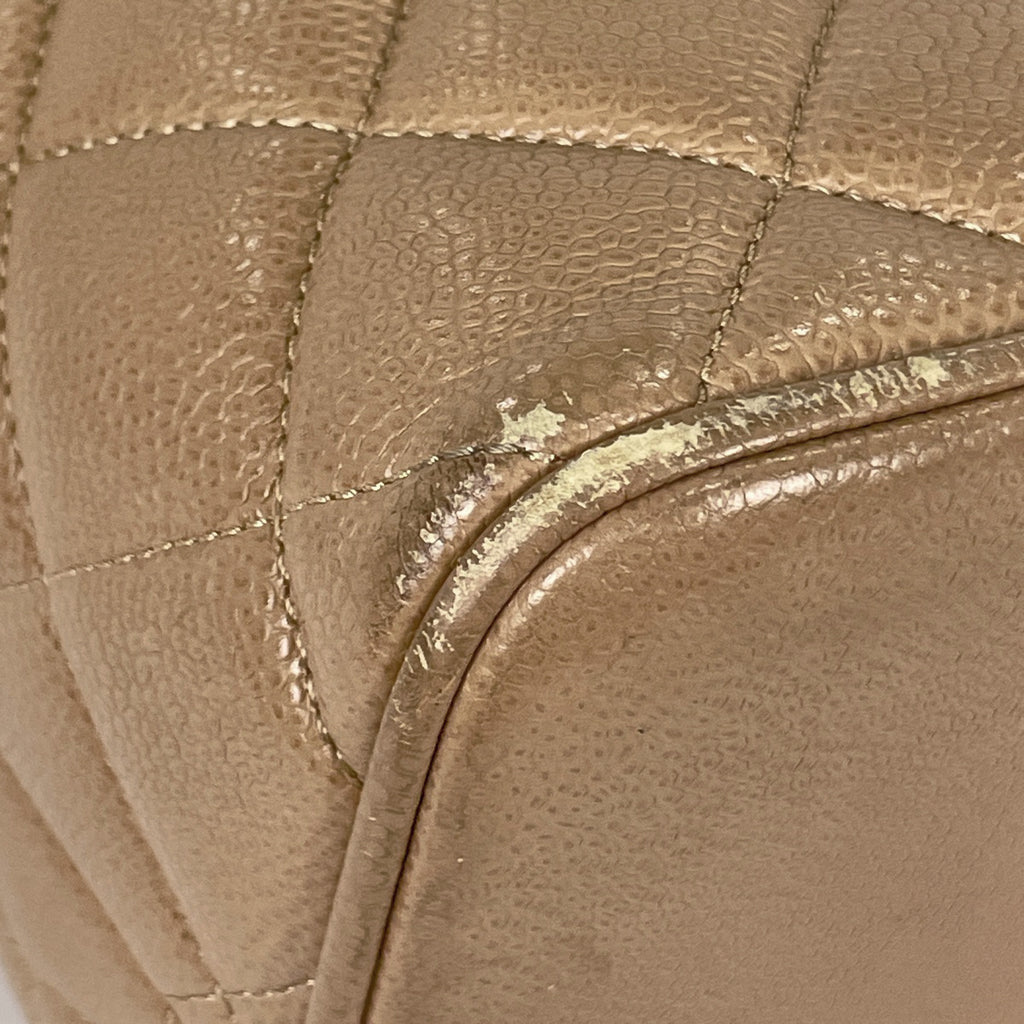 シャネル 復刻トート ハンドバッグ ココマーク トートバッグ キャビアスキン ベージュ A01804 レディース 【中古】 brbag