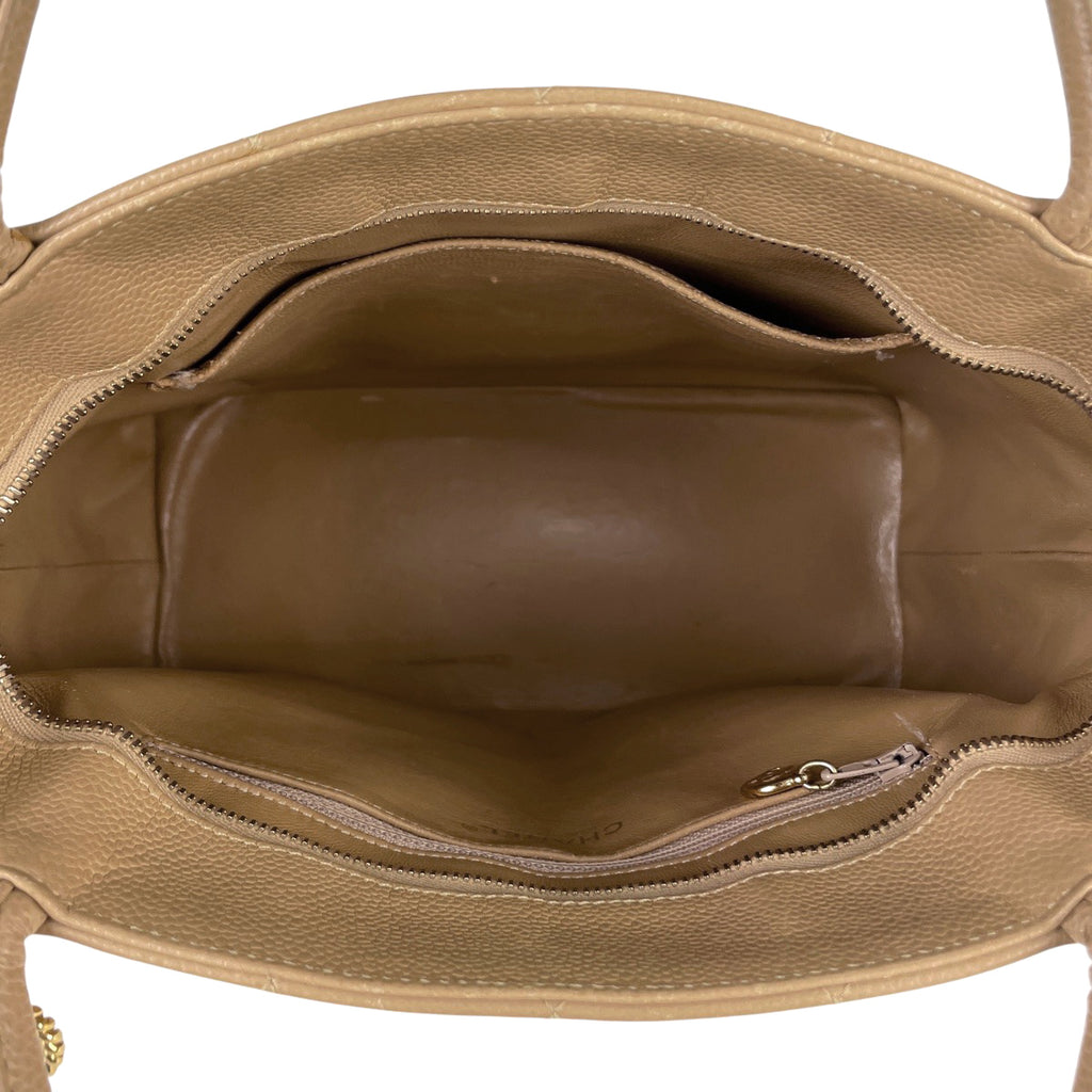 シャネル 復刻トート ハンドバッグ ココマーク トートバッグ キャビアスキン ベージュ A01804 レディース 【中古】 brbag