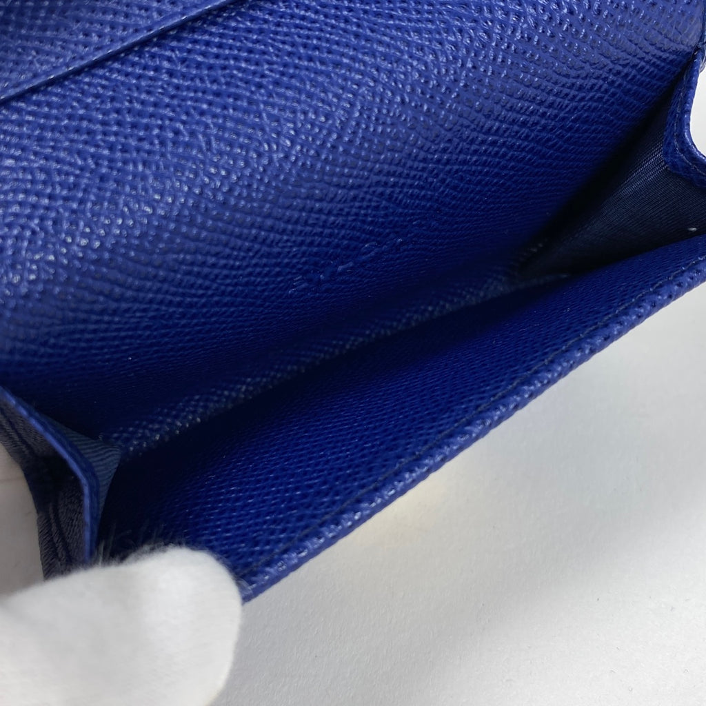 ブルガリ ロゴ カードケース 名刺入れ マルチケース カードケース レザー ブルー メンズ 【中古】brbag
