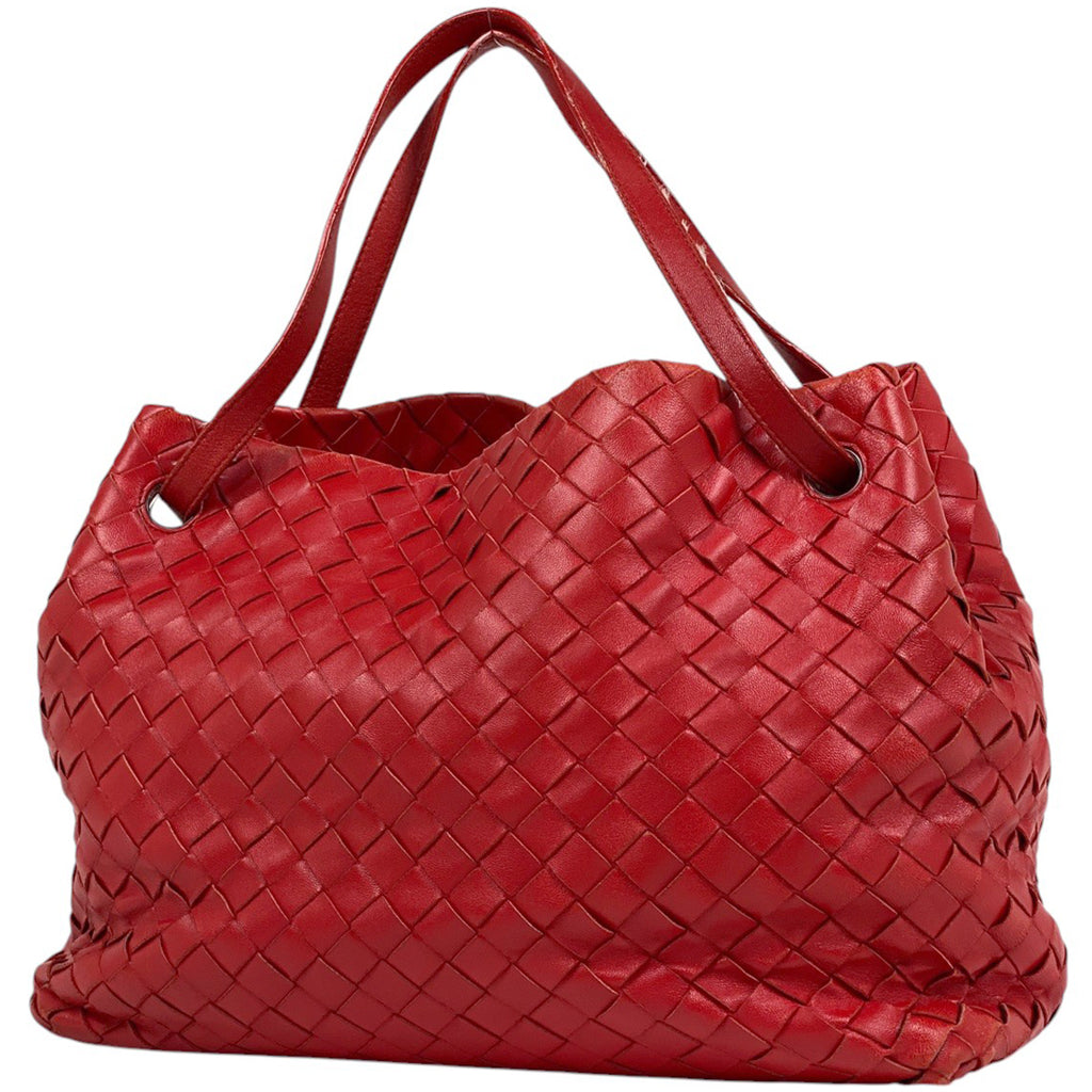 ボッテガヴェネタ イントレチャート トートバッグ ハンドバッグ トートバッグ レザー レッド レディース 【中古】brbag