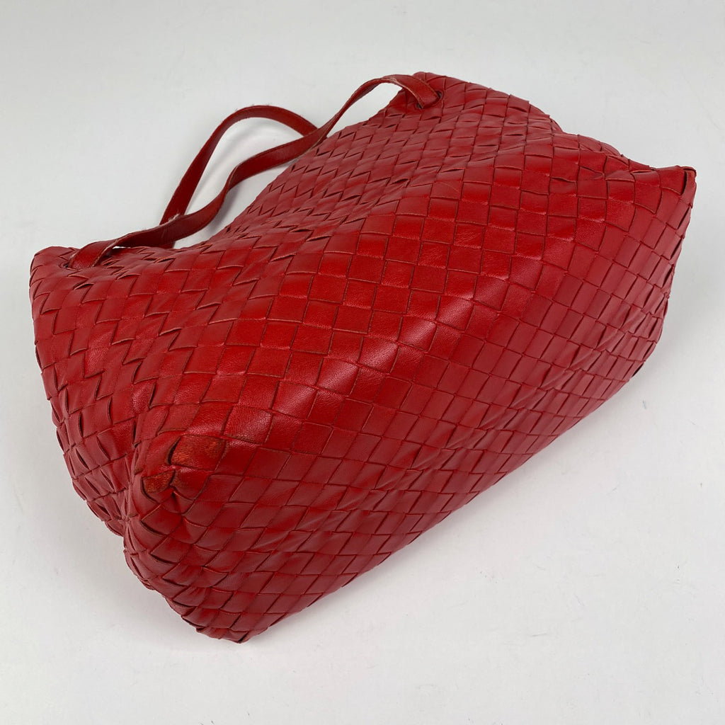 ボッテガヴェネタ イントレチャート トートバッグ ハンドバッグ トートバッグ レザー レッド レディース 【中古】brbag