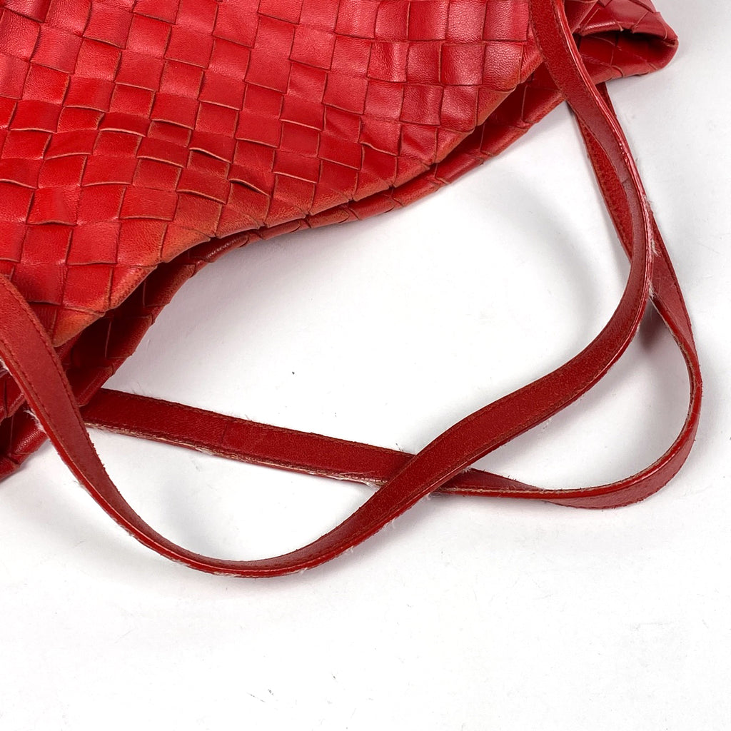 ボッテガヴェネタ イントレチャート トートバッグ ハンドバッグ トートバッグ レザー レッド レディース 【中古】brbag