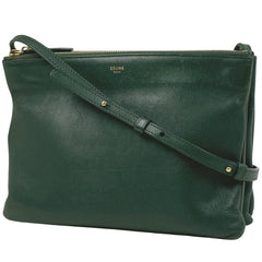 セリーヌ トリオ ショルダーバッグ ラージ ショルダーバッグ レザー グリーン レディース 【中古】 brbag