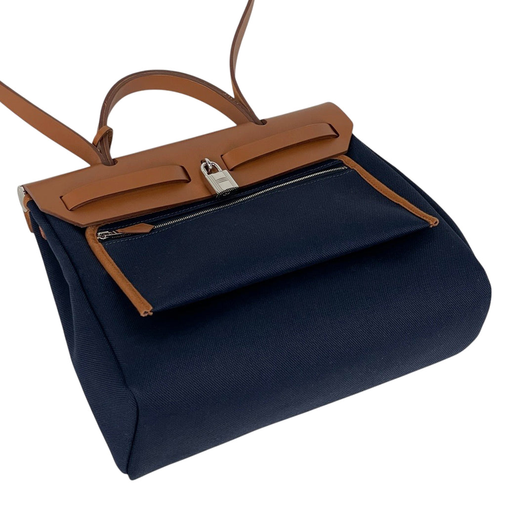 エルメス エールバッグ ジップ PM 2WAY ショルダーバッグ ハンドバッグ キャンバス ネイビー Ｗ レディース 【中古】 brbag