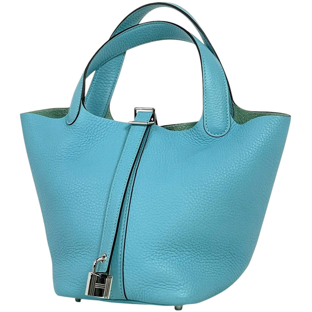 エルメス ピコタンロック PM ミニバッグ ハンドバッグ トリヨンクレマンス ブルーアトール A レディース 【中古】brbag