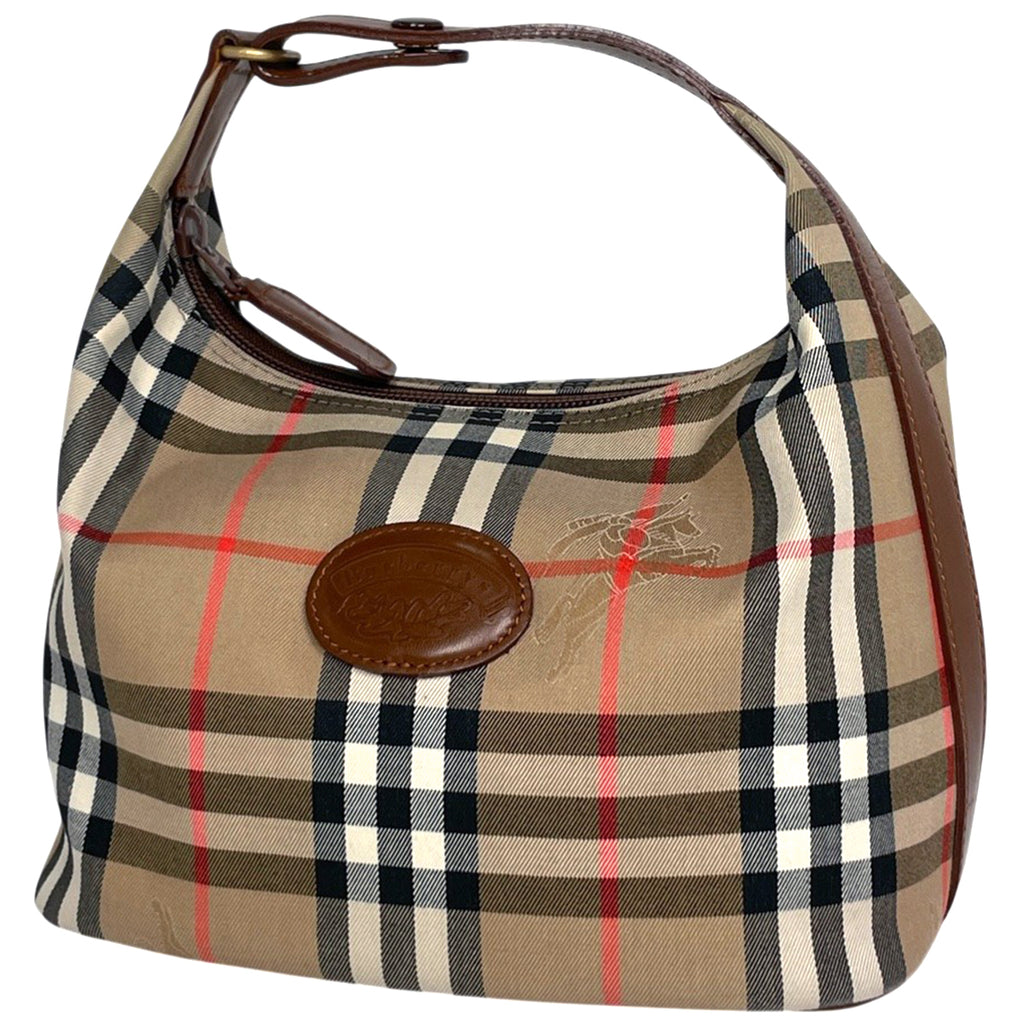 バーバリー チェック柄 ハンドバッグ 手提げ ハンドバッグ キャンバス ブラウン レディース 【中古】brbag
