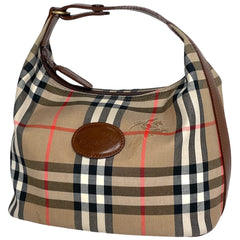 バーバリー チェック柄 ハンドバッグ 手提げ ハンドバッグ キャンバス ブラウン レディース 【中古】brbag