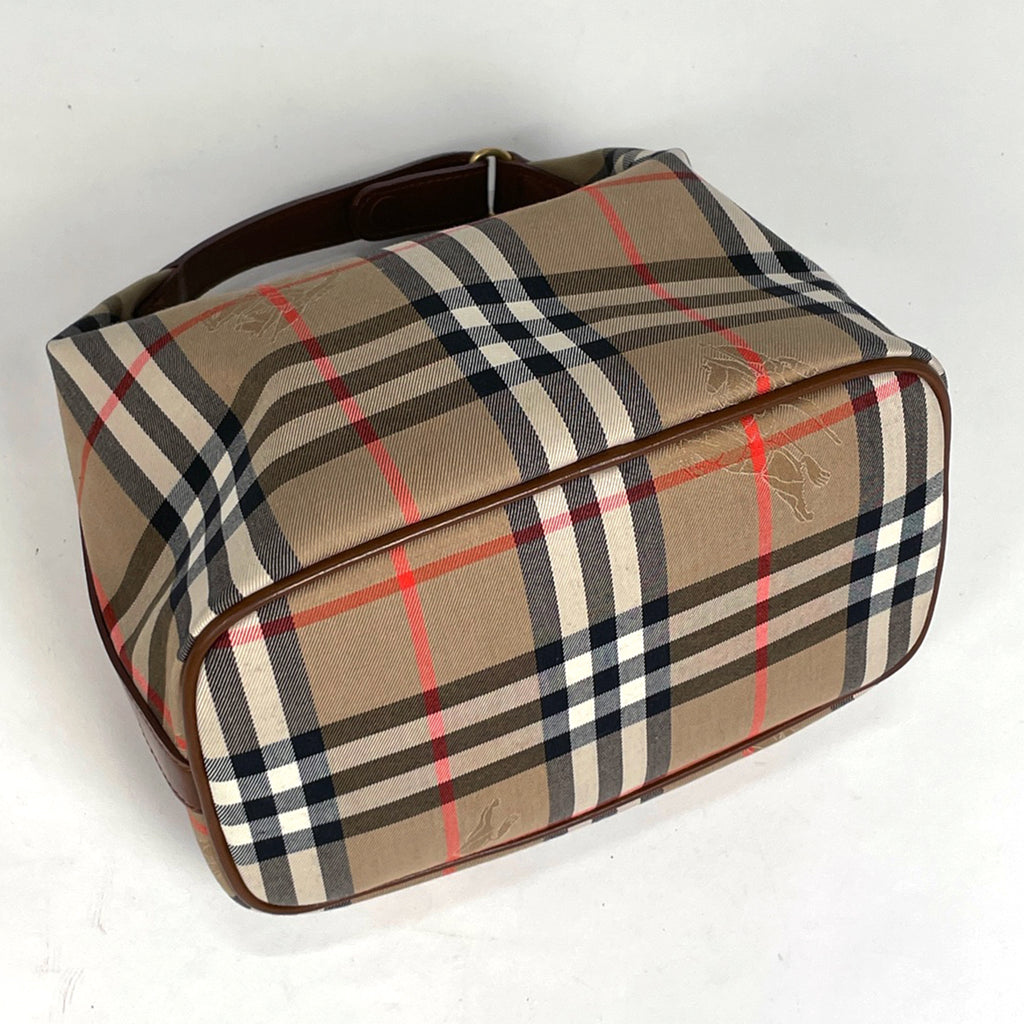バーバリー チェック柄 ハンドバッグ 手提げ ハンドバッグ キャンバス ブラウン レディース 【中古】brbag