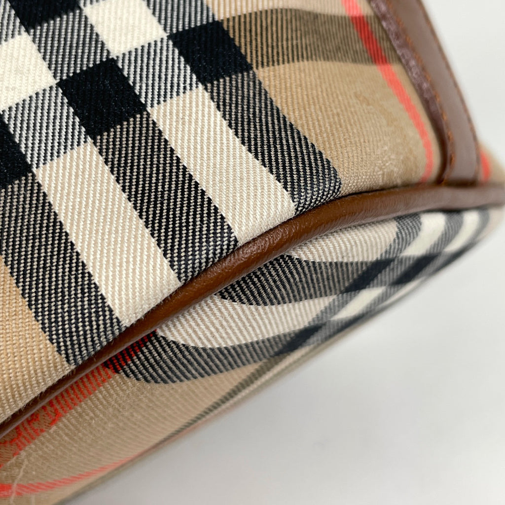 バーバリー チェック柄 ハンドバッグ 手提げ ハンドバッグ キャンバス ブラウン レディース 【中古】brbag