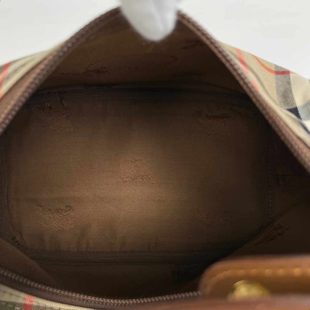 バーバリー チェック柄 ハンドバッグ 手提げ ハンドバッグ キャンバス ブラウン レディース 【中古】brbag