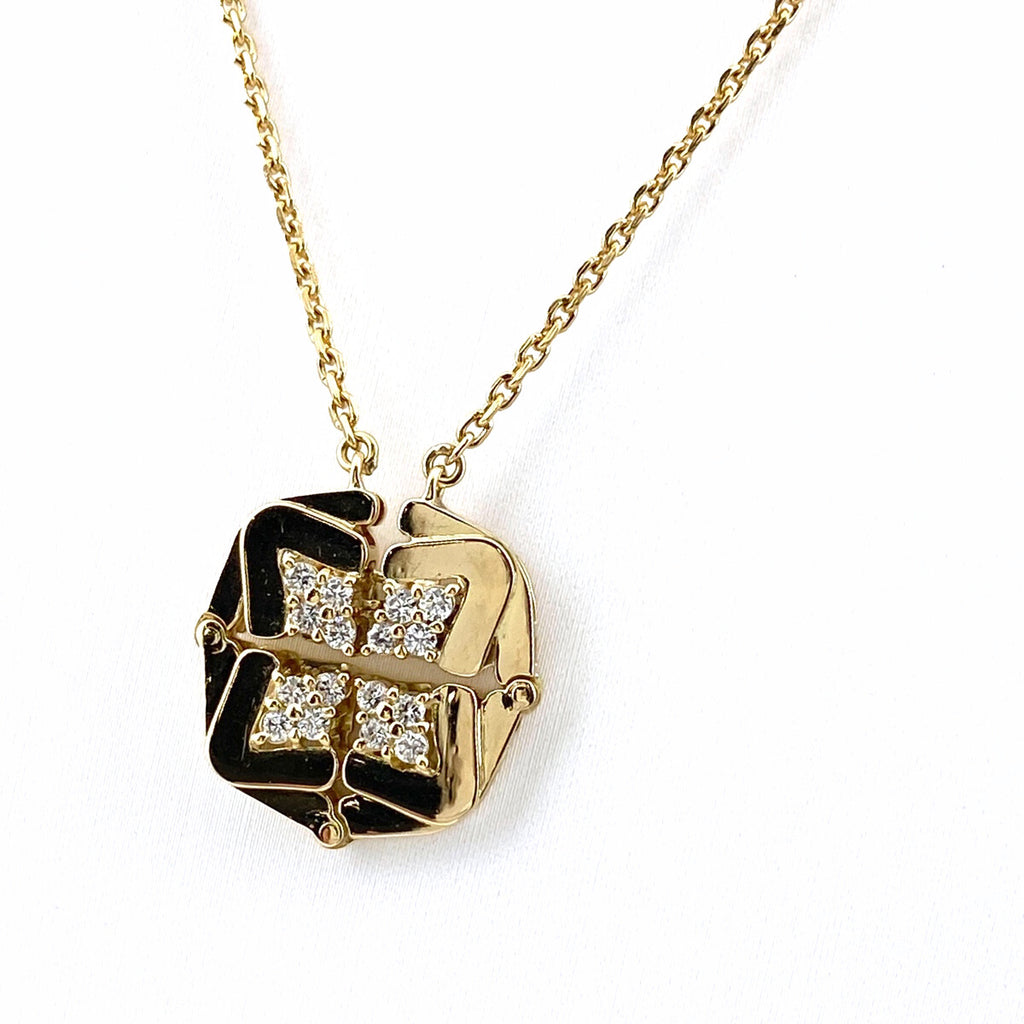 メレダイヤ デザインネックレス YG イエローゴールド ペンダント ネックレス K18 750 ダイヤモンド レディース 【中古】nbjwl