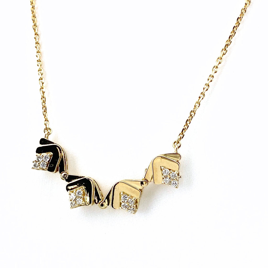 メレダイヤ デザインネックレス YG イエローゴールド ペンダント ネックレス K18 750 ダイヤモンド レディース 【中古】nbjwl