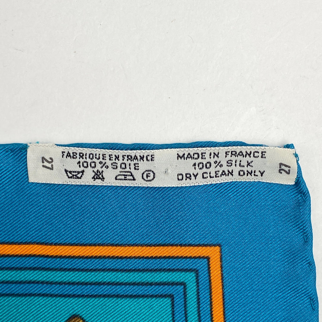 エルメス カレ 90 J.METS サスペンダー柄 ベルト スカーフ シルク グリーン マルチカラー レディース 【中古】brbag