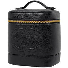 シャネル ココマーク バニティバッグ コスメ メイク 小物入れ 化粧ポーチ キャビアスキン ブラック A01998 レディース 【中古】brbag