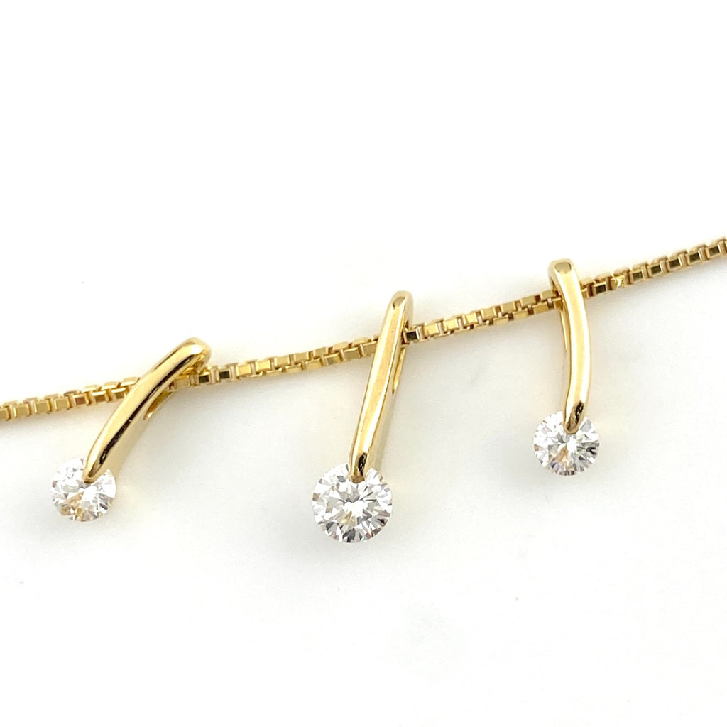 ダイヤモンド デザインネックレス YG イエローゴールド ペンダント ネックレス K18 750 ダイヤモンド レディース 【中古】nbjwl