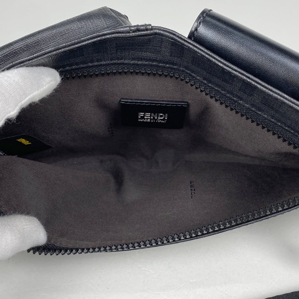 フェンディ ズッカ柄 ボディバッグ ウエストバッグ ボディバッグ コーティングキャンバス ブラック 7VA280 レディース 【中古】brbag