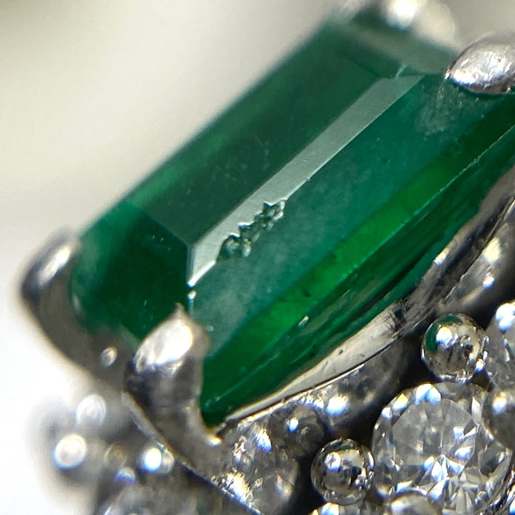 エメラルド デザインリング プラチナ 指輪 メレダイヤ リング 12.5号 Pt900 エメラルド ダイヤモンド レディース 【中古】nbjwl