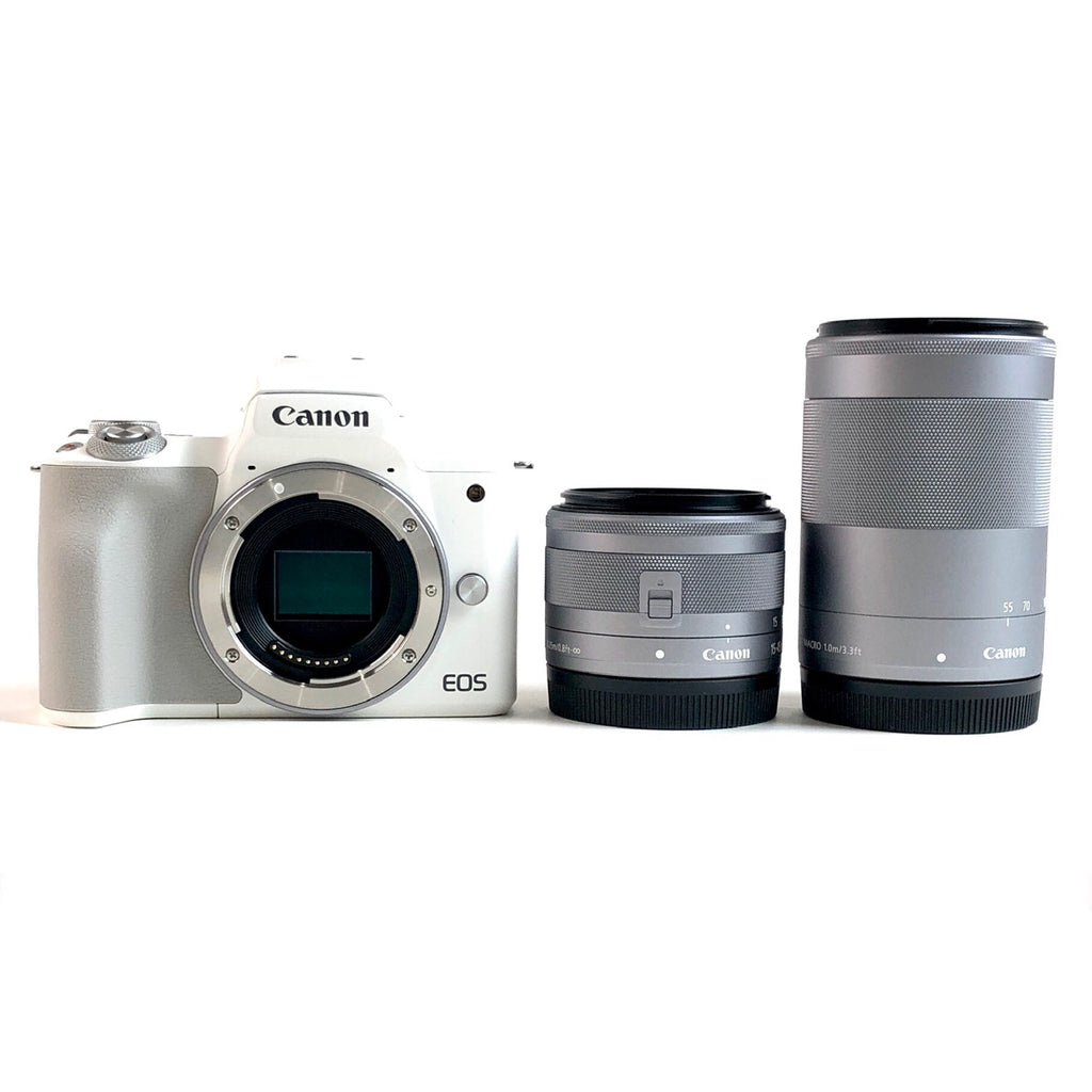 キヤノン Canon EOS Kiss M2 ダブルズームキット ホワイト デジタル ミラーレス 一眼カメラ 【中古】