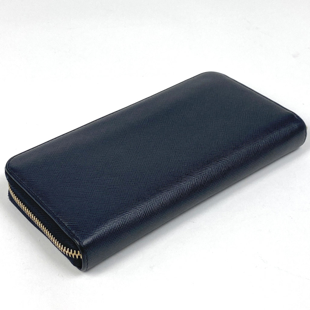 プラダ ロゴ ラウンドファスナー 長財布 ラウンドジップ 長財布 レザー ネイビー 1ML506 レディース 【中古】brbag