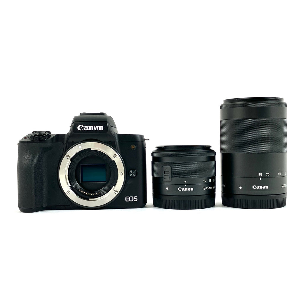 【在庫一掃】 キヤノン Canon EOS Kiss M2 ダブルズームキット ブラック デジタル ミラーレス 一眼カメラ 【中古】cambb