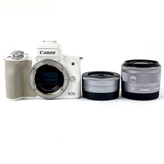 キヤノン Canon EOS Kiss M ダブルレンズキット ホワイト デジタル ミラーレス 一眼カメラ 【中古】