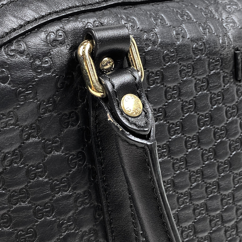 グッチ マイクログッチ シマ ハンドバッグ 2WAY ショルダーバッグ ハンドバッグ シマレザー ブラック レディース 【中古】brbag