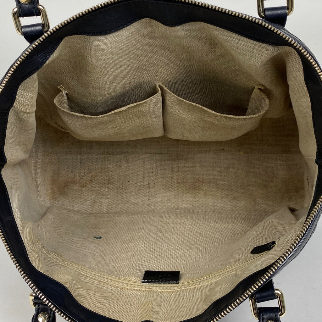 グッチ マイクログッチ シマ ハンドバッグ 2WAY ショルダーバッグ ハンドバッグ シマレザー ブラック レディース 【中古】brbag