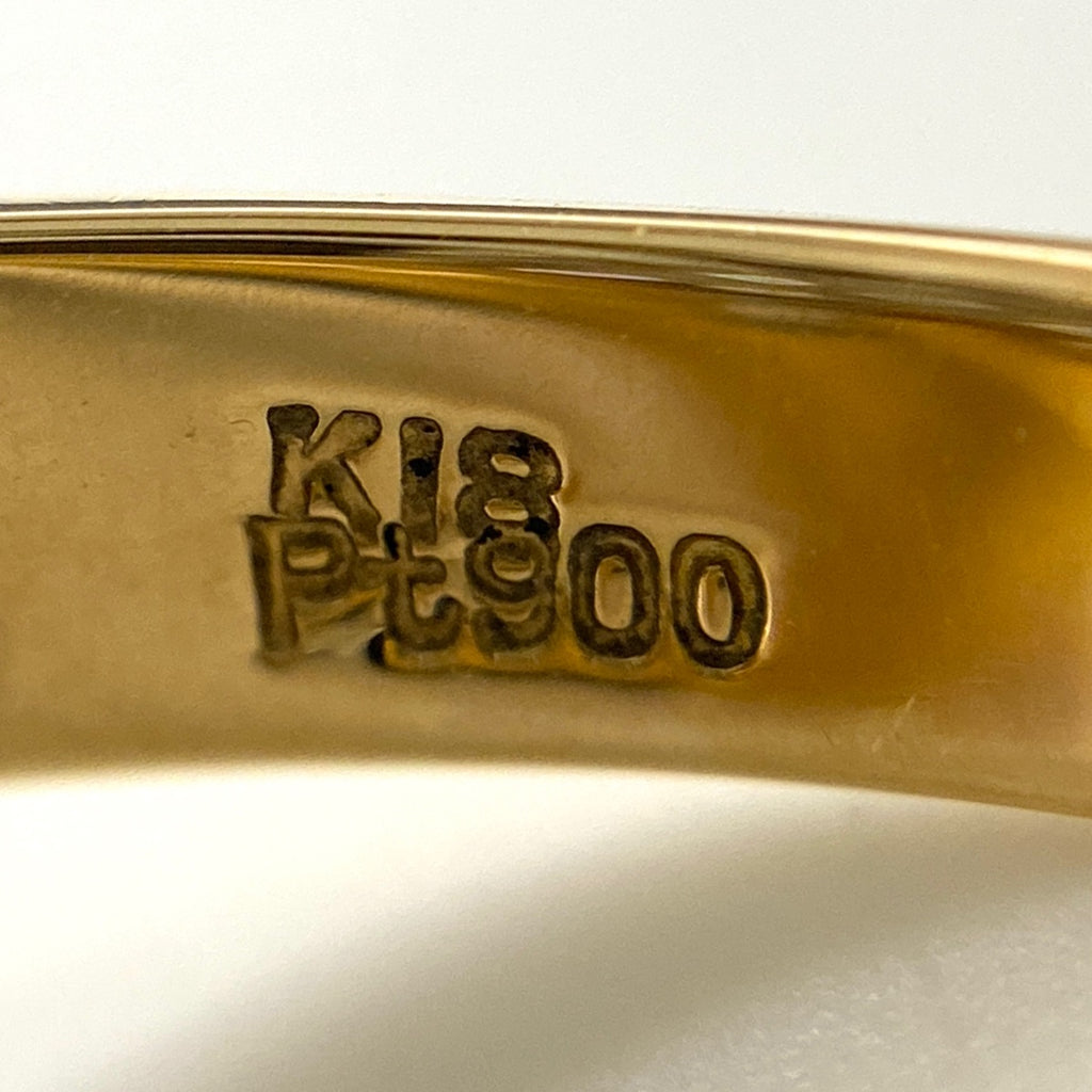 メレダイヤ デザインリング YG イエローゴールド プラチナ 指輪 リング 9.5号 K18 Pt900 ダイヤモンド レディース 【中古】nbjwl