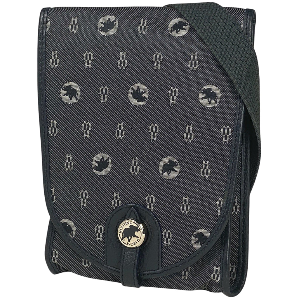 ハンティングワールド ロゴ ショルダーバッグ 斜め掛け ショルダーバッグ キャンバス ネイビー レディース 【中古】 brbag
