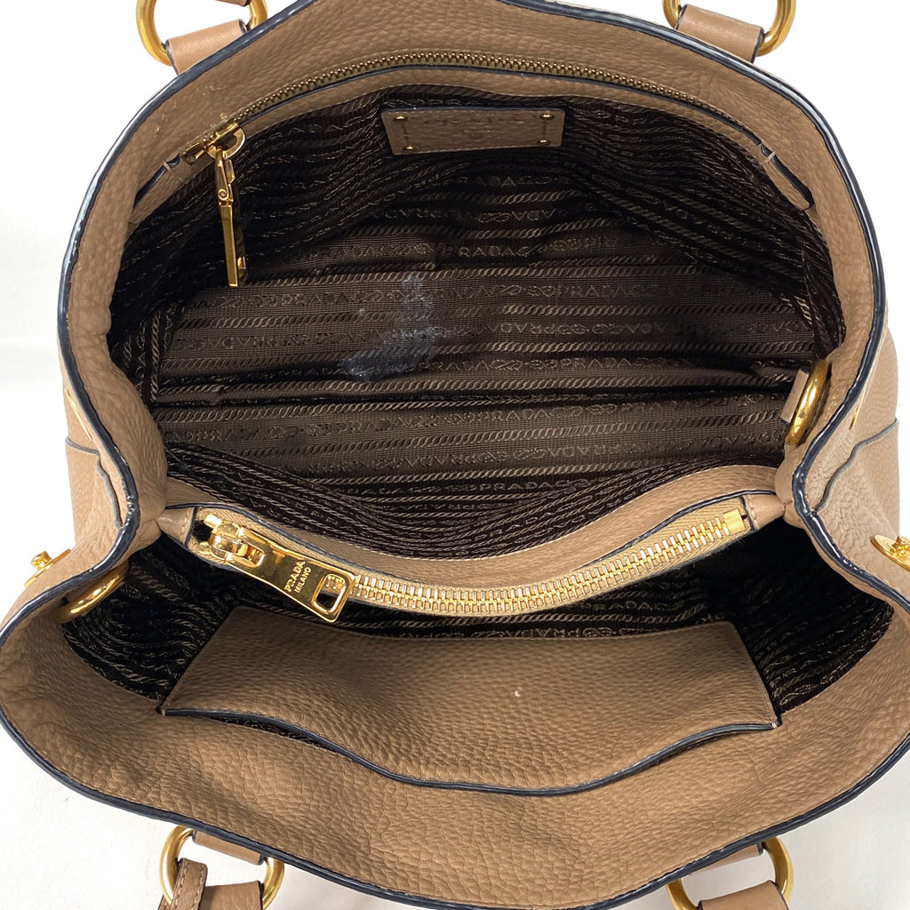 プラダ ロゴ ハンドバッグ ハンドバッグ レザー ブラウン レディース 【中古】brbag