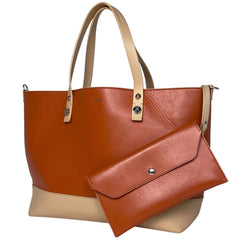 モンクレール ロゴ トートバッグ 手提げ トートバッグ レザー オレンジ ベージュ レディース 【中古】brbag