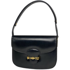 セリーヌ 馬車金具 ショルダーバッグ ロゴ ワンショルダー ショルダーバッグ レザー ブラック レディース 【中古】 brbag