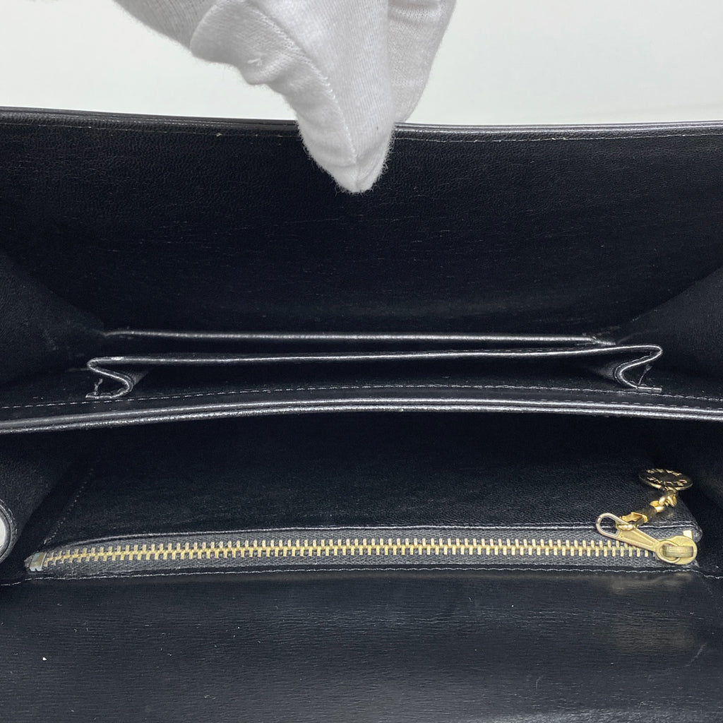 セリーヌ 馬車金具 ショルダーバッグ ロゴ ワンショルダー ショルダーバッグ レザー ブラック レディース 【中古】