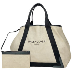 バレンシアガ ネイビーカバス M ハンドバッグ トートバッグ キャンバス ホワイト ブラック 339936 レディース 【中古】 brbag