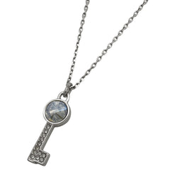 スワロフスキー クリスタル キーモチーフ ネックレス ジルコニア 鍵 ネックレス メタル シルバー レディース 【中古】 bracc