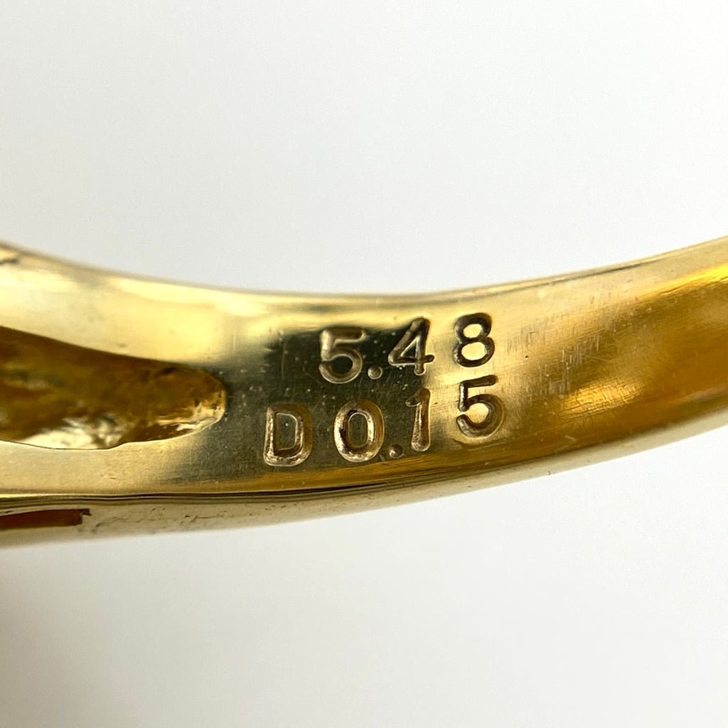 オパール デザインリング YG イエローゴールド メレダイヤ 指輪 リング 10号 K18 オパール ダイヤモンド レディース 【中古】nbjwl